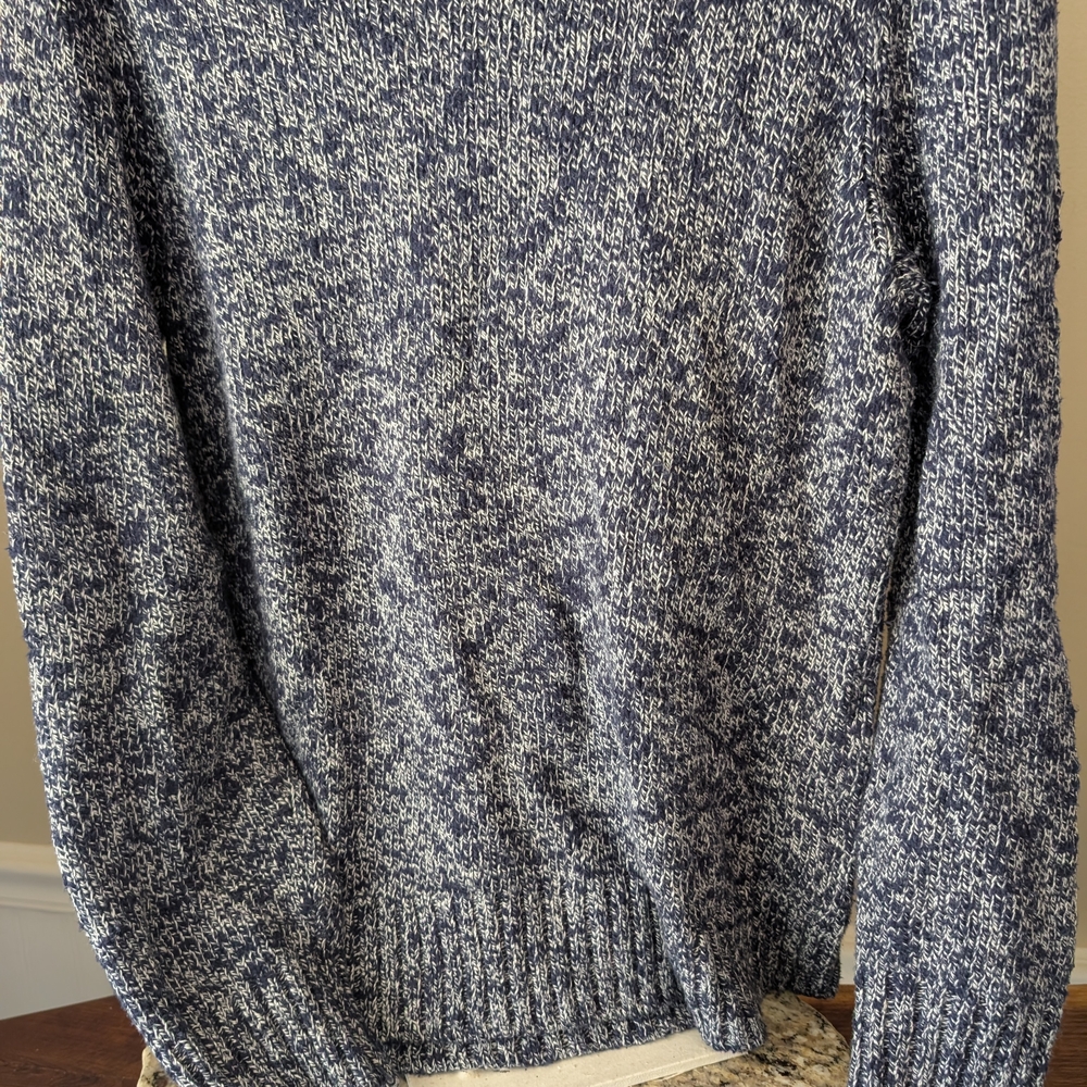 L.L. Bean Navy and White Marled Crewneck Sweater - Picture 3 of 5